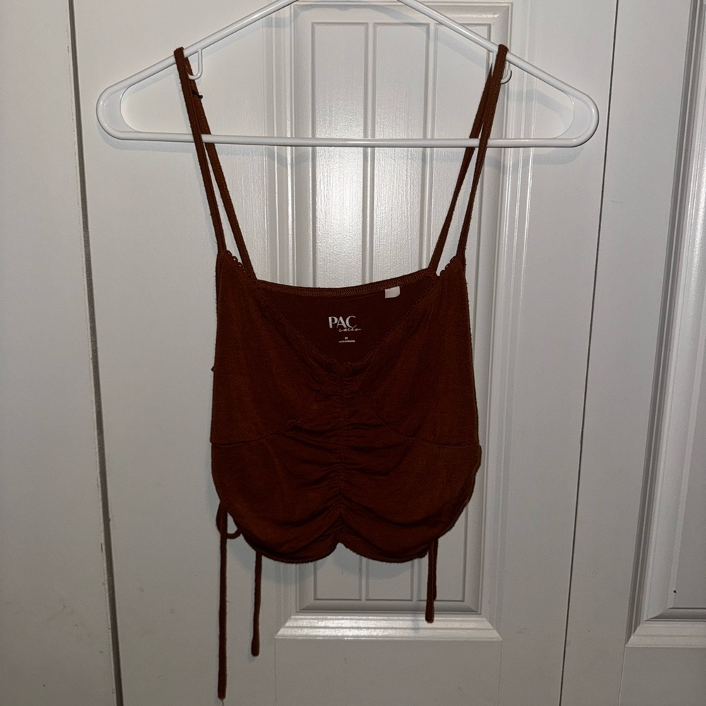 PacSun Brown Ruched Crop Top
